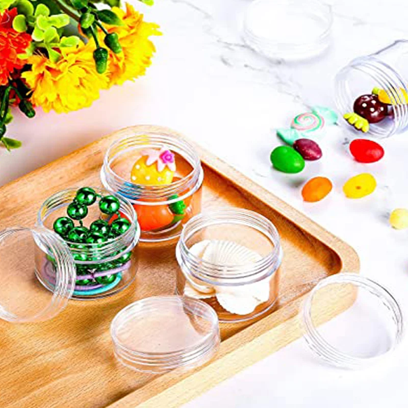 30Pcs Empty 2g-20g Mini Clear Round Plastic Cosmetic Sample Jars Portable Travel Containers For Creams Nail Patch Eye Shadow