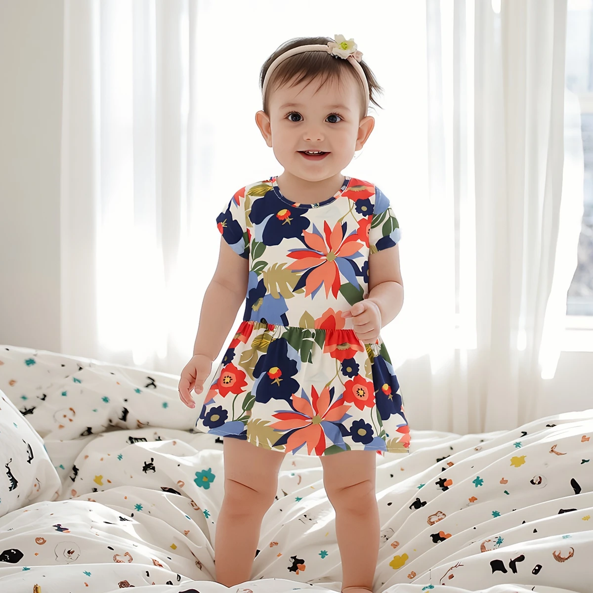 Sanlutoz Children Girl Dresses Flower Summer Little Girl Beach Dress Princess Cotton Infant Clothing