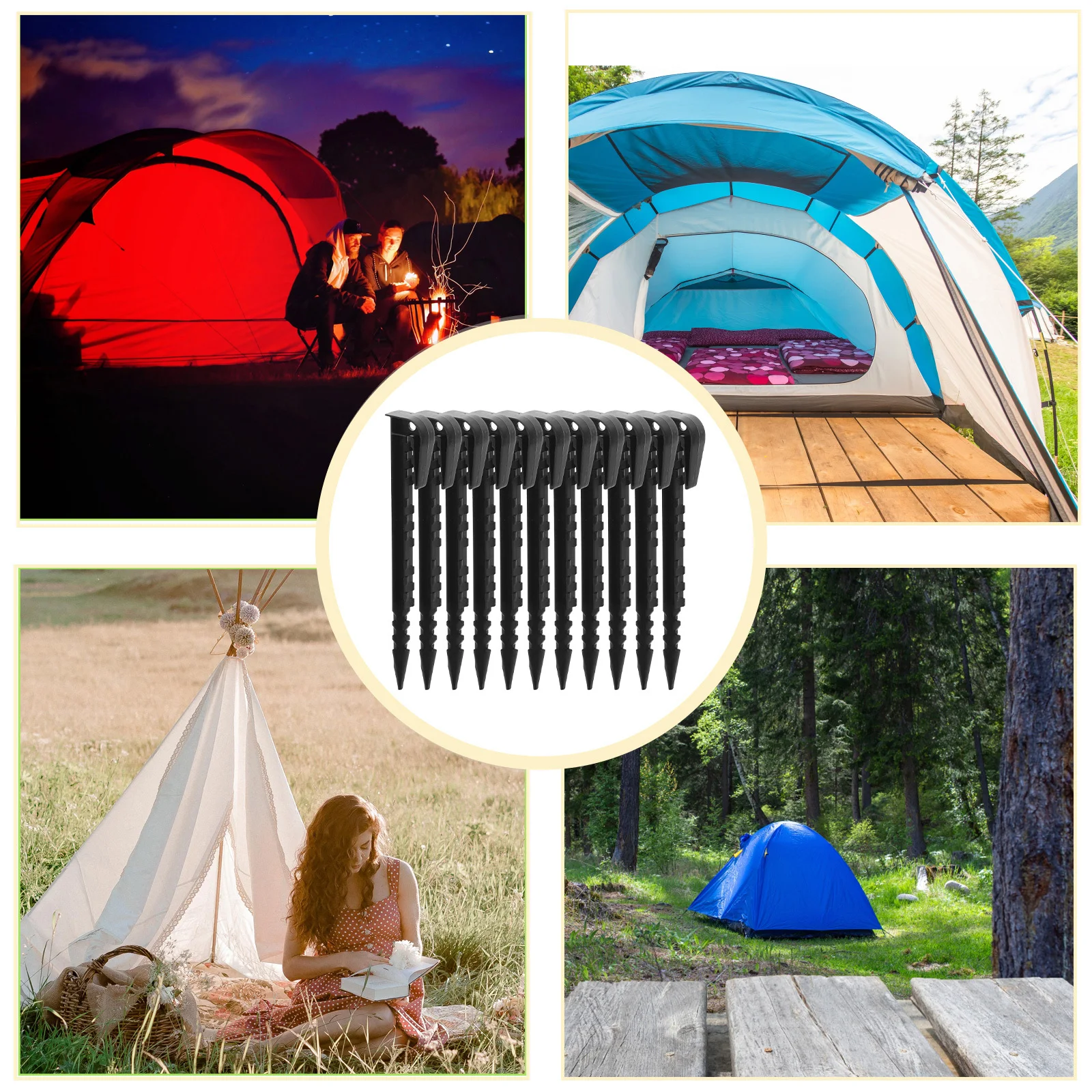 

FONDOTIN 20pcs Plastic Tent Pegs for Outdoor Ground Stakes Tarp Anchors Landscape Accessories