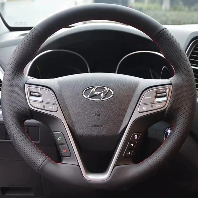 Hand-stitched Anti slip suede car steering wheel cover 100% For Hyundai Santa Fe 2013-2015 Hyundai ix45 Automotive Interior