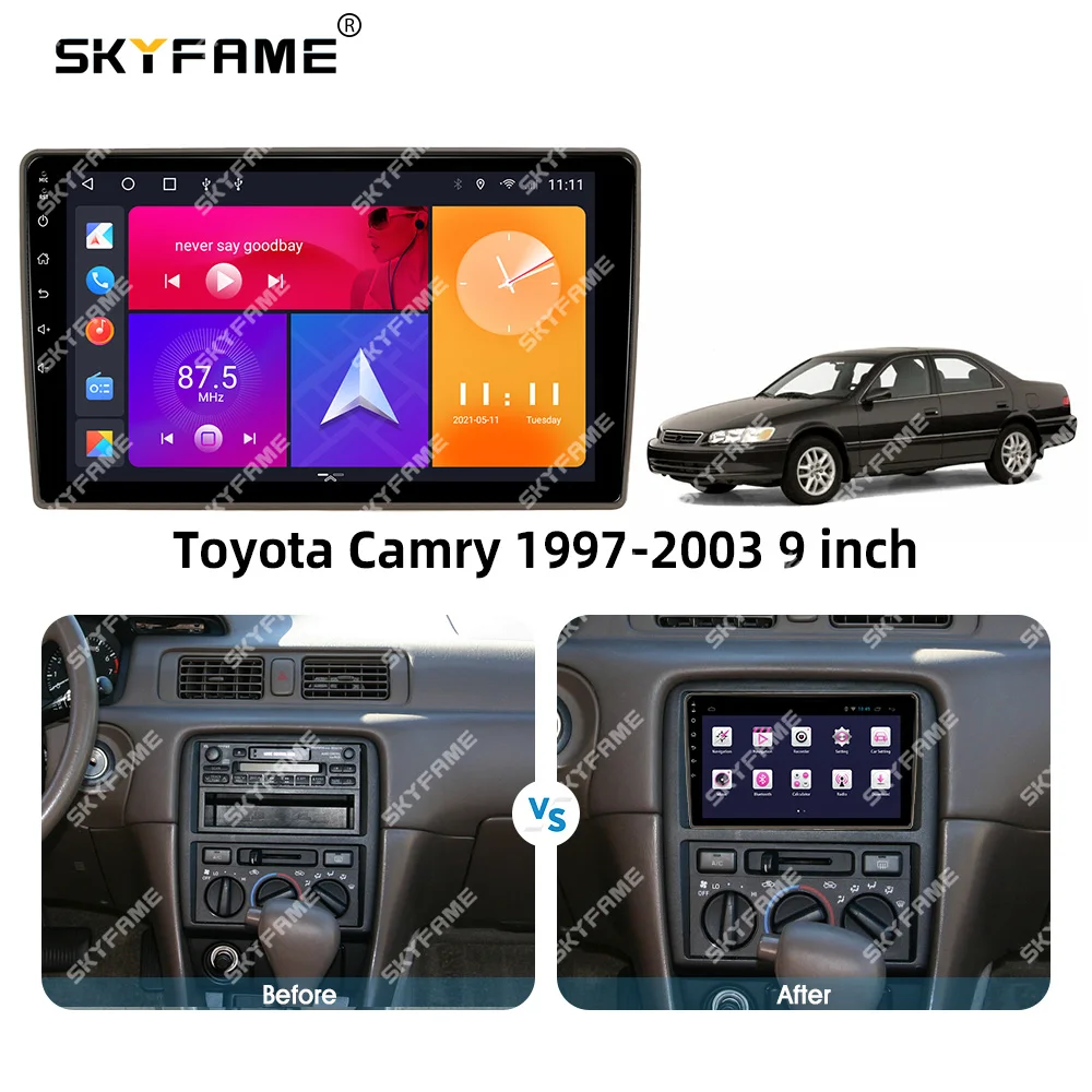 SKYFAME автомобильная рамка, адаптер для фасции, Android радиоприемник, комплект панели для приборной панели для Toyota Camry