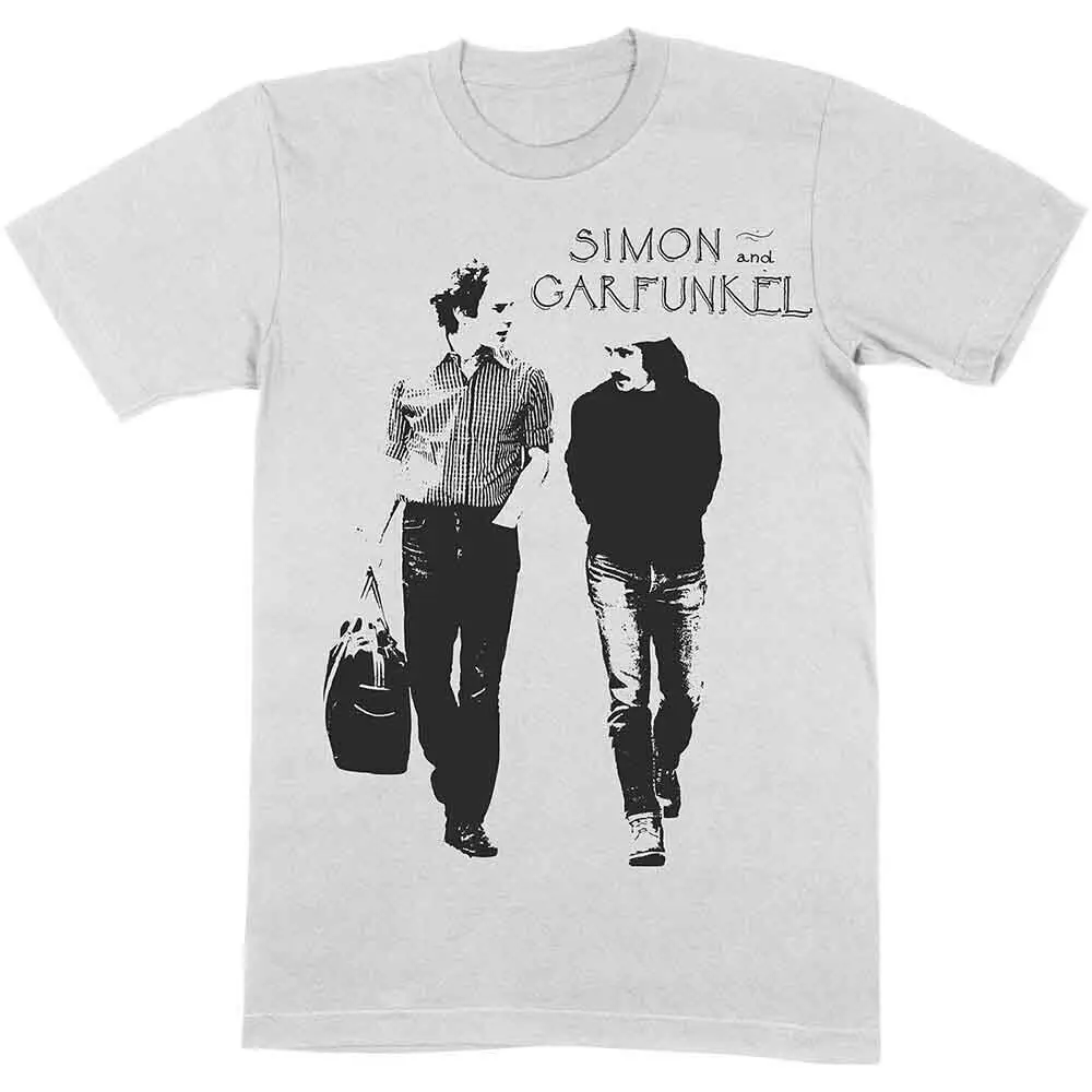 Simon and Garfunkel T Shirt Walking Logo Official Mens Light Heather M