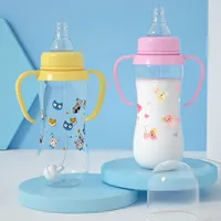 Baby PP Bottle with Gravity Ball Mark Mouth Newborn Baby Bottle with Handle Milk Bottle Baby Bottles Newborn Pattern Random