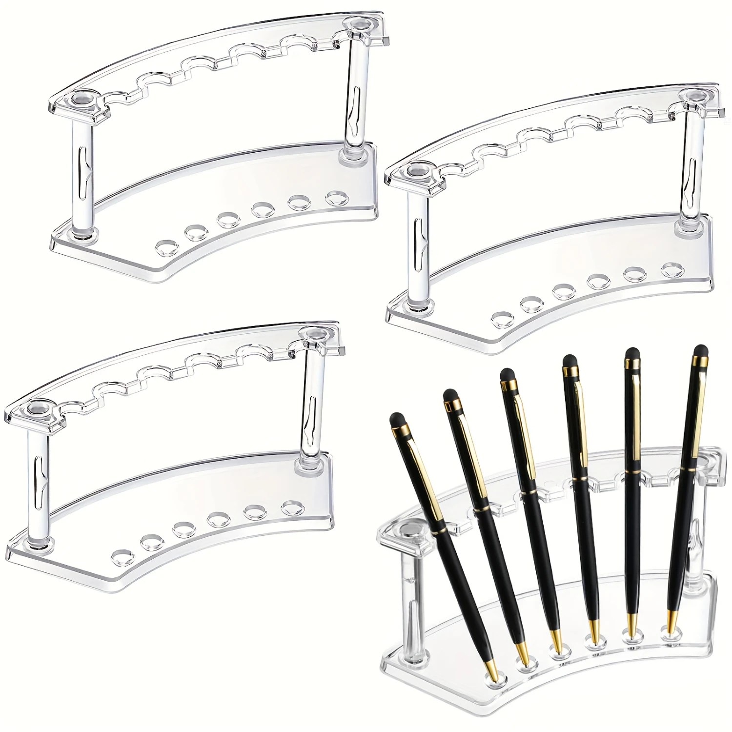 Pen Holder, 2 Pieces 6-Slot Pen Display Stand Multifunctional Acrylic Display Stand Eyebrow Pen Stand Makeup Brush Rack Organize