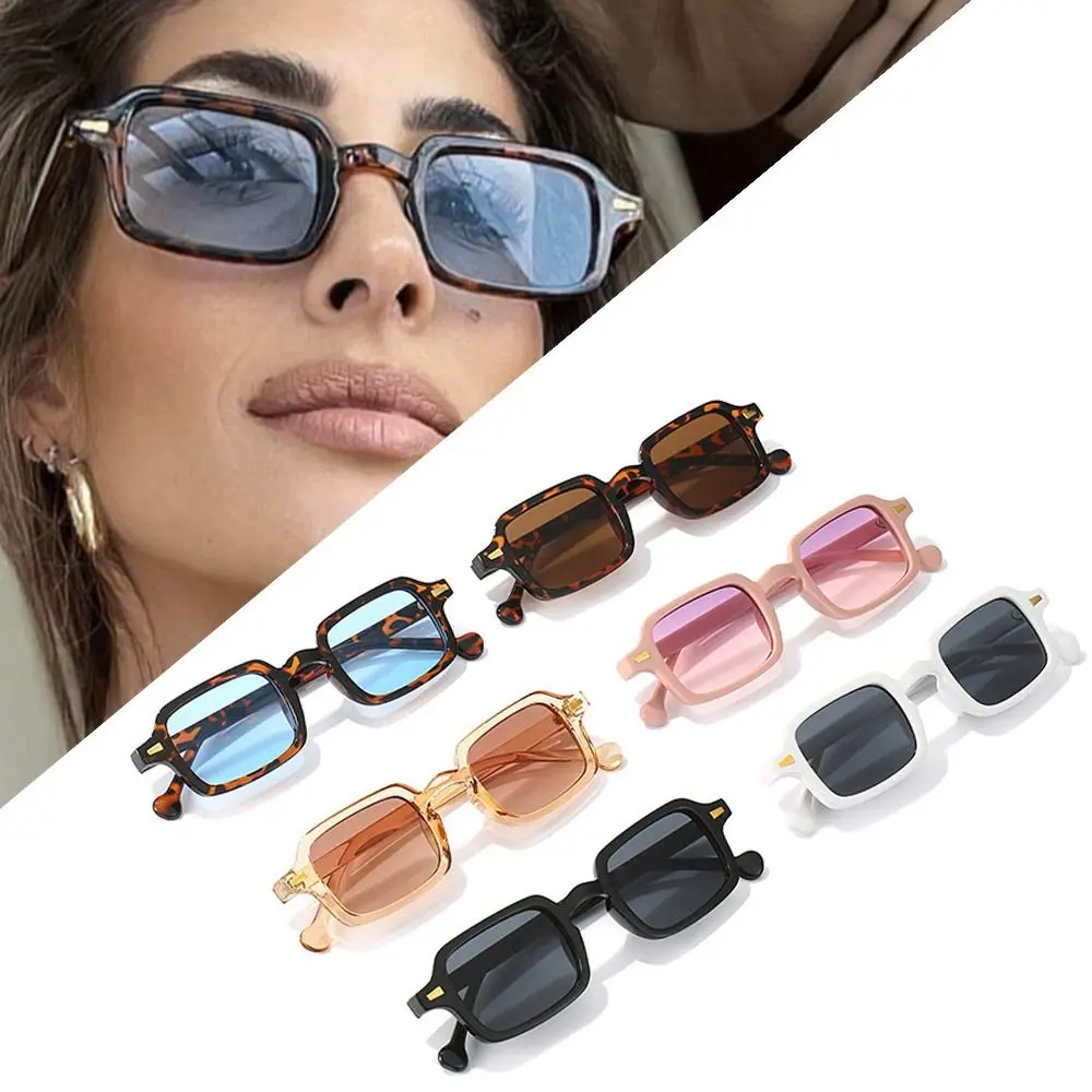 8 Colors Eyewear UV400 Protection Leopard Blue Women Shades Rivets Decoration Men Sun Glasses Square Sunglasses Fashion Retro