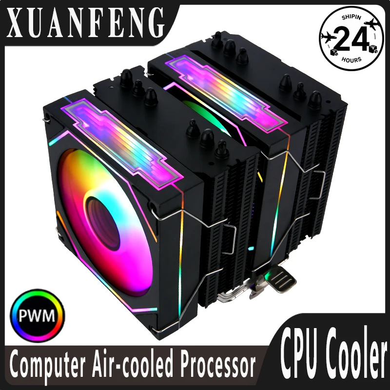 XUANFENG Twin Towers 6 Heat Pipe CPU Cooler ARGB 90mm Fan White/Black Themed Radiator Install LGA1200 1700 115x AMD X79 X99 2011