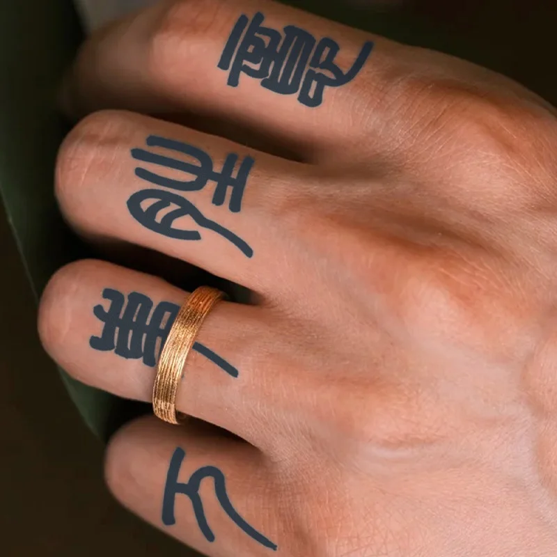 ملصقات وشم مؤقتة مقاومة للماء من بركات الصور الصينية، مقاومة للماء تدوم طويلاً لمدة أسبوعين، إصبع، بلام.