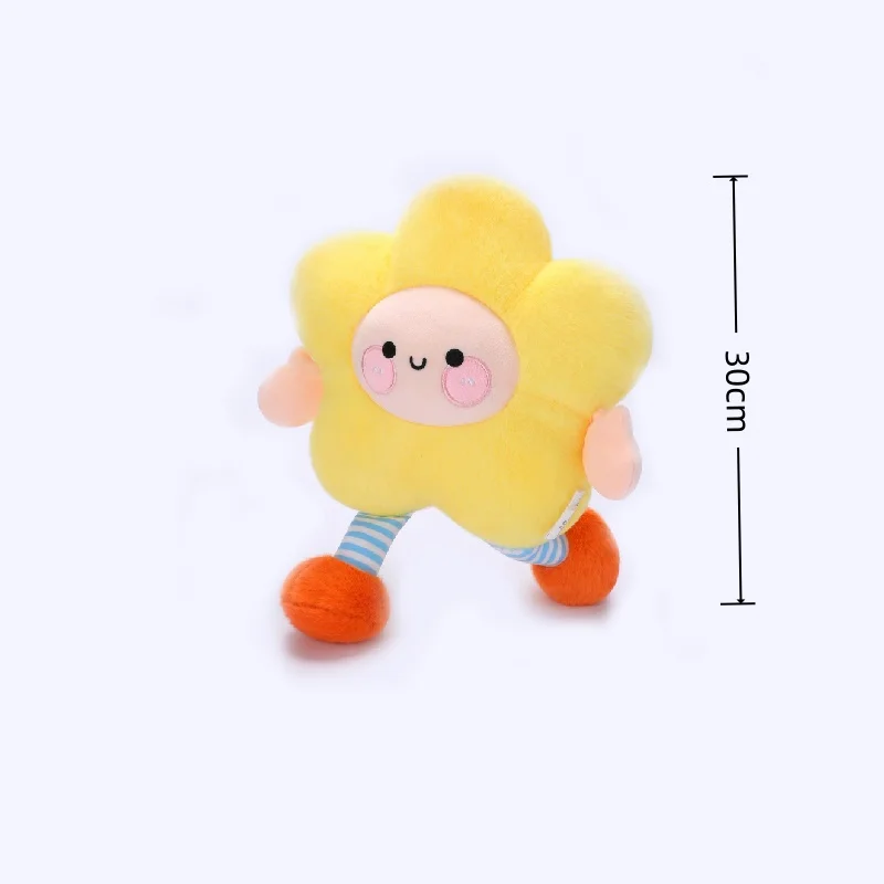 Cartoon Flower Plush Stuffed Toys Smiling Flower Pillow Sofa Seat Cushion Bay Window Decoration  Birthday Gifts