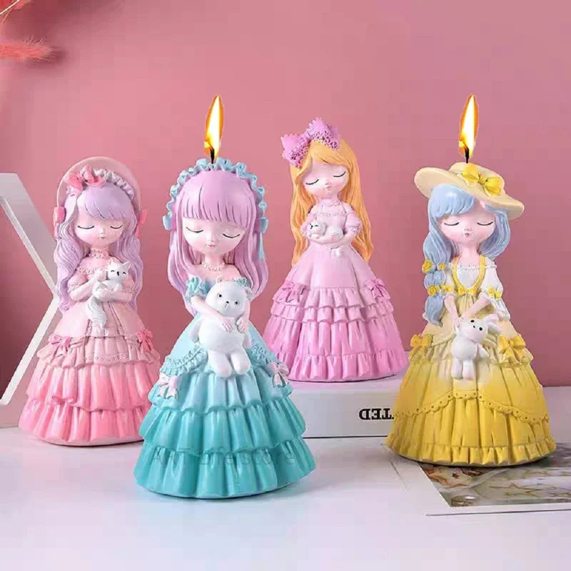 Neue 3D Nette Prinzessin Silikon Kerze Form Handgemachte Diy Mädchen Puppe Gips Zement Harz Casting Formen Hause Dekoration Handwerk