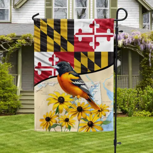 Мэриленд Черноглазый Цветок Сьюзан и Балтимор Ивол Птица Флаг Садовый Флаг