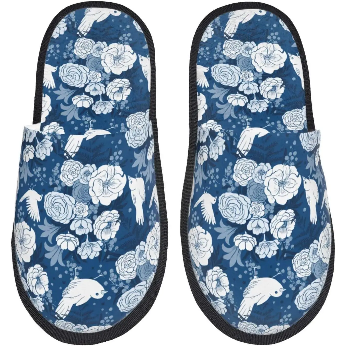

Rose Flowers Print Women'S Fuzzy Slip On Indoor Outdoor Winter House Slippers Guest Slippers for Bedroom Women