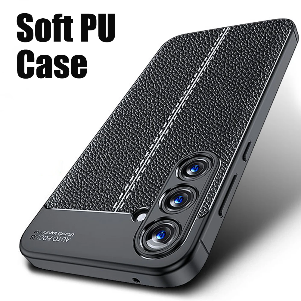 A35 Classic Luxury Brand Original Shockproof Armor Cover for Samsung Galaxy A55 5G Soft Leather Carbon TPU Mobile Phone Cases