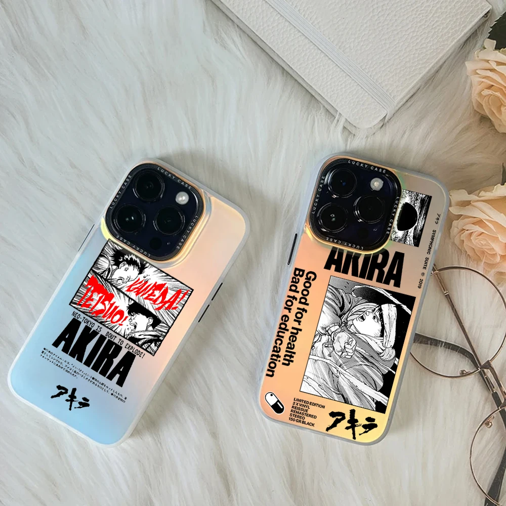 Bilibili Akira For iPhone 16 15 14 13 12 11 Pro MAX Plus IMD Chameleon Laser Phone Case