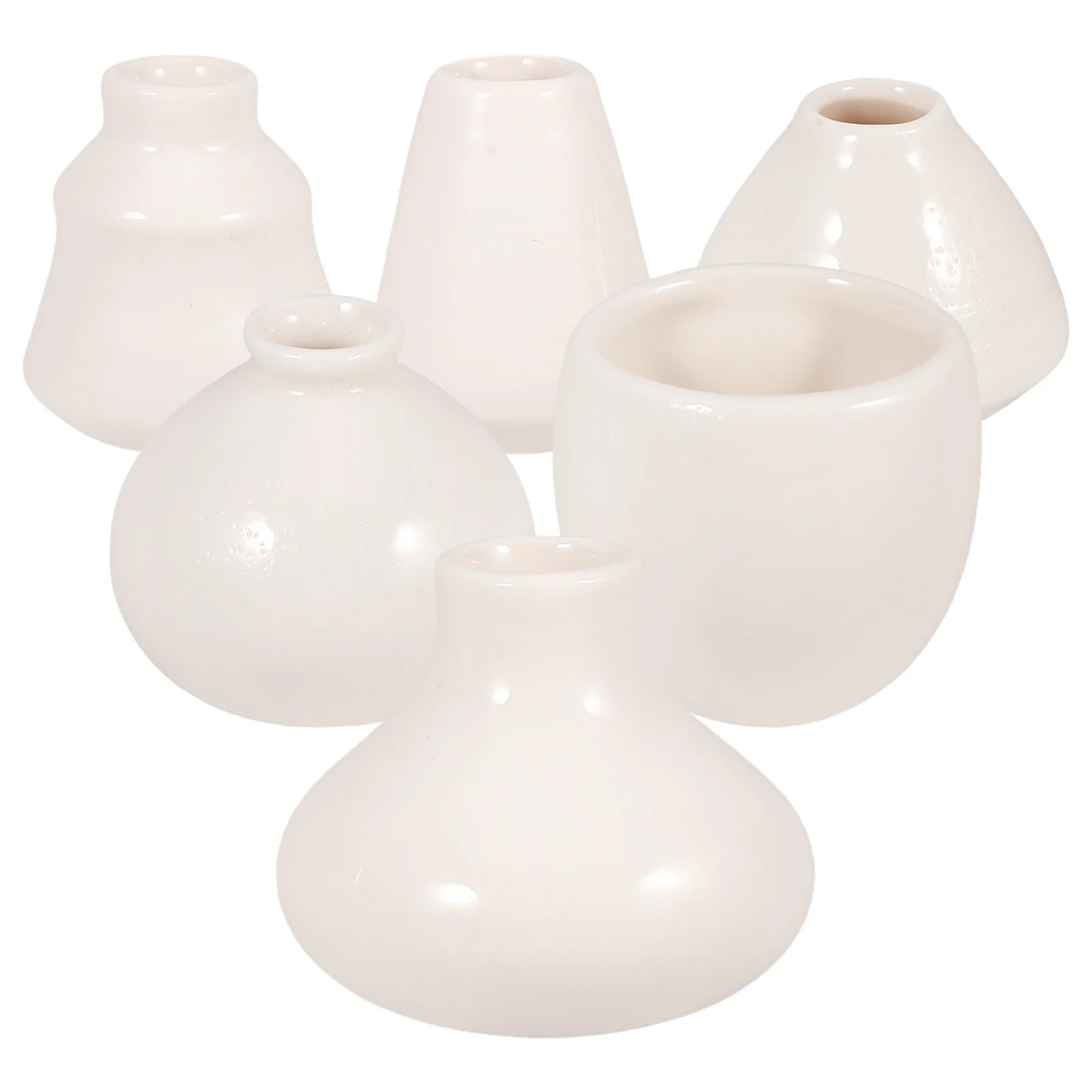 

6pcs Mini Ceramic Small Vase Simple Flower Pot For Home Office Balcony Decoration White Porcelain Planter Cup Desktop Flower