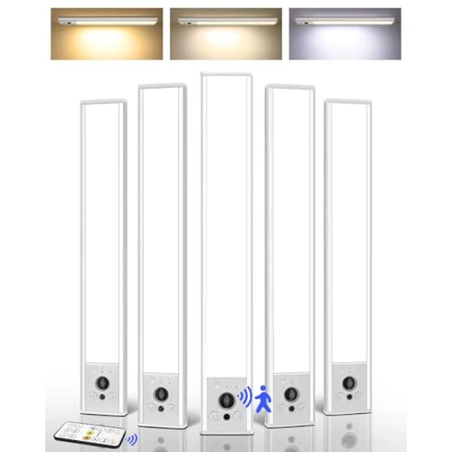 

5-Pack Under Cabet Lightg, 3300mAh Rechargeable Motion Sensor Light, Magnetic Closet Lights with Dimmable and 3 Color Temps, Wi