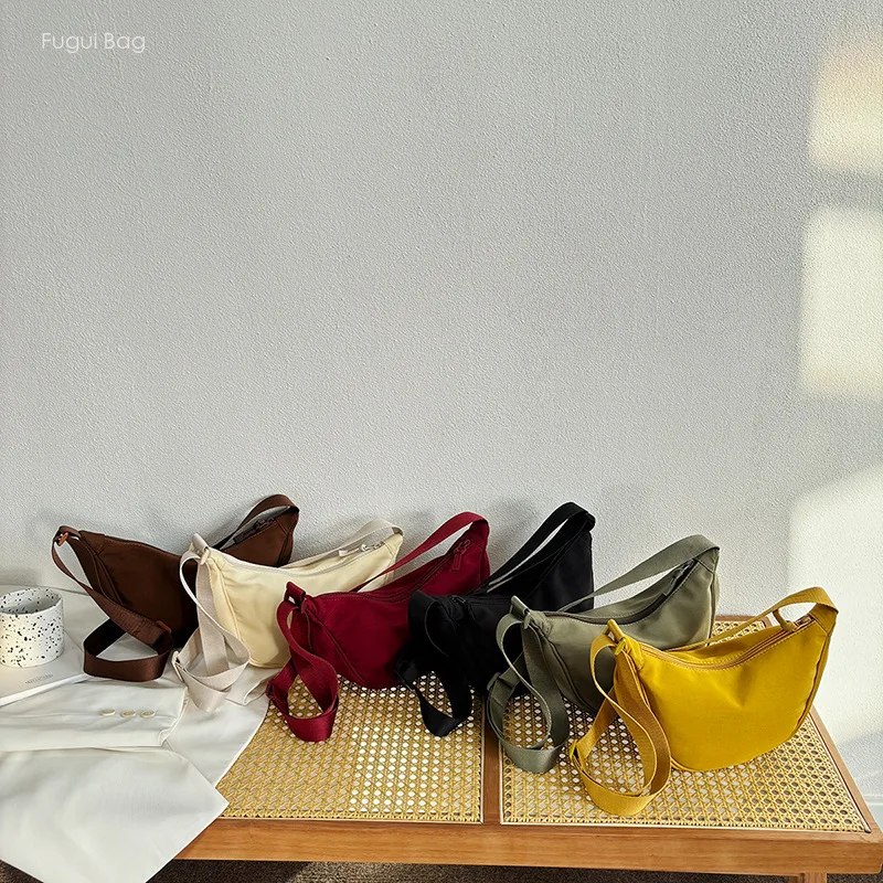 Women's Dumpling Bag Single Shoulder Crossbody Bag Fashionable Casual Versatile Solid Color Simple Student Commuting