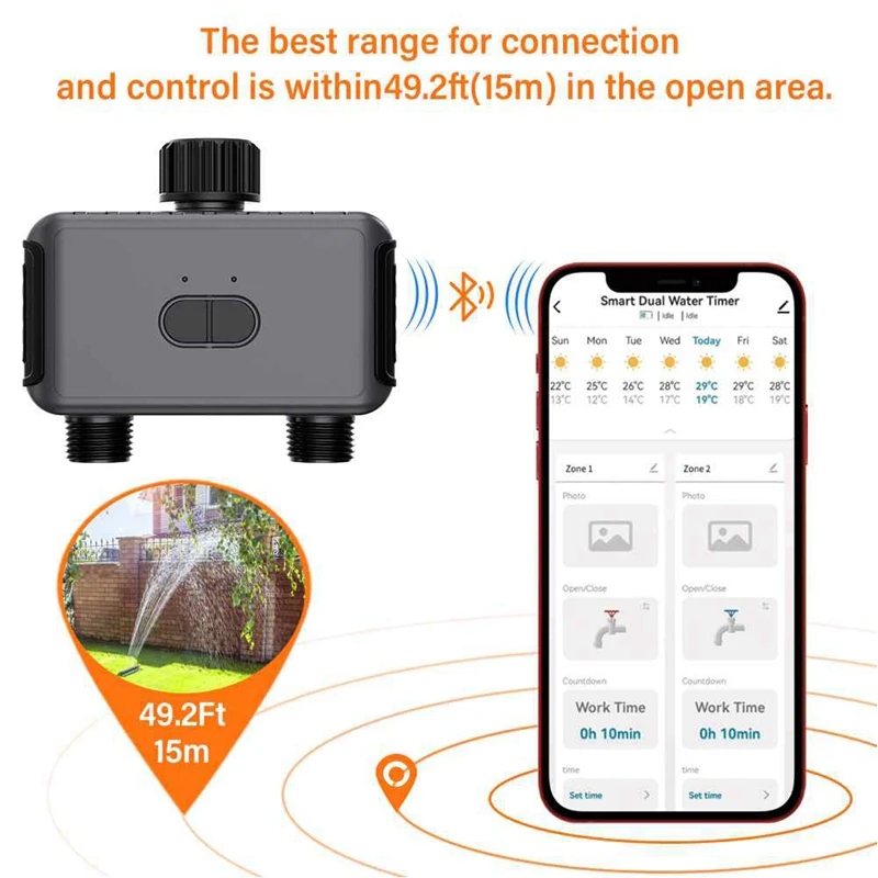 Wi-Fi付きの自動散水タイマー,灌漑システム,ハブ,アプリ制御,黒,庭,芝生,EUソケット
