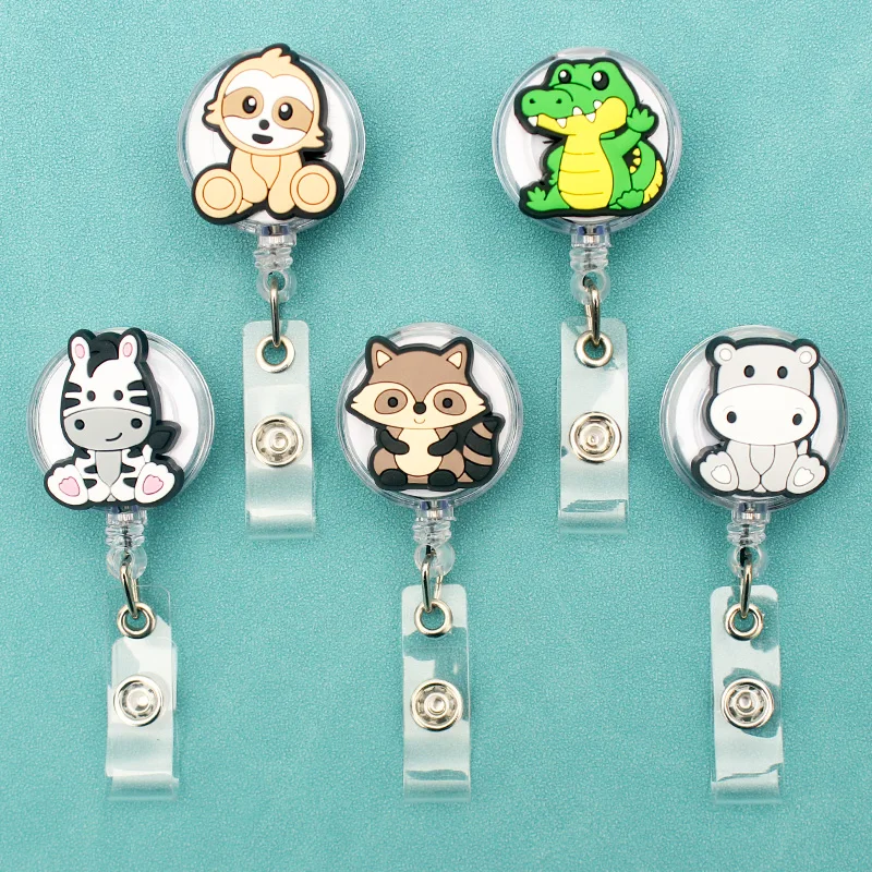 Cute Forest Animal Style Badge Reel Nurse Workers Enfermera ID Holder Girl Boy Retractable Name Card Holder Accessory