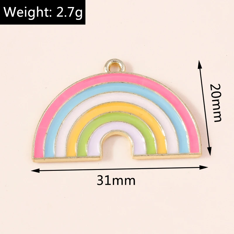 Leslie 10 Stück/Set Emaille-Mond-Stern-Regenbogen-Anhänger für Niedliche Ohrringe, Armbänder, Halsketten, Anhänger, DIY-Schmuckherstellungszubehör – Detail 5