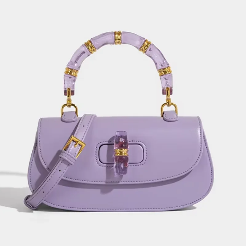 

Luxury Brand Women's Handbags New Bamboo Handle High-grade Leather Women's Bags Trend 2025 Retro Exquisite Women's Clutch Bag