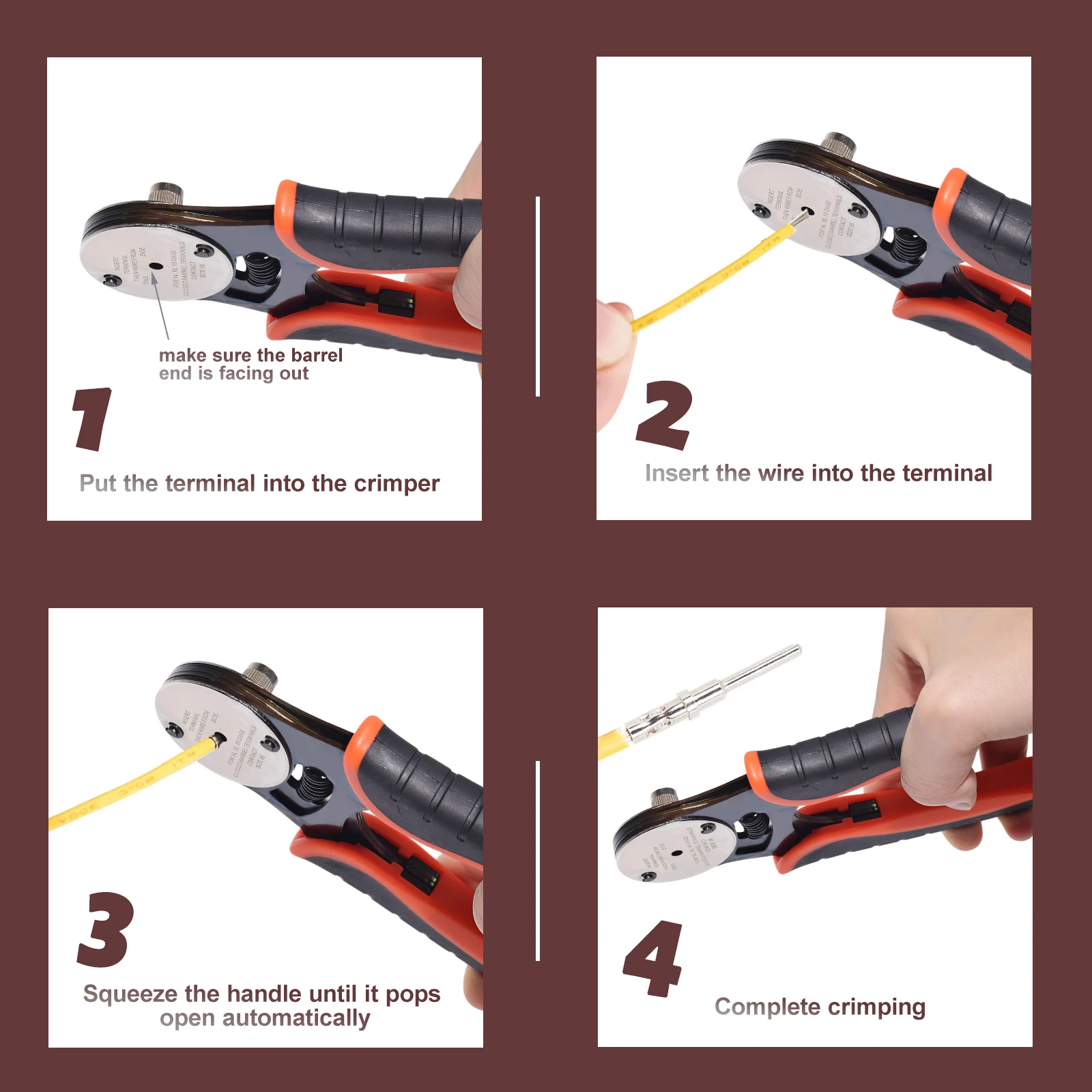 Winholder Deutsch Crimp Tool Closed Barrel Crimper 4 Way Indent 14 16 18 AWG Cables Deutsch Connector For Electrical Repair Tool