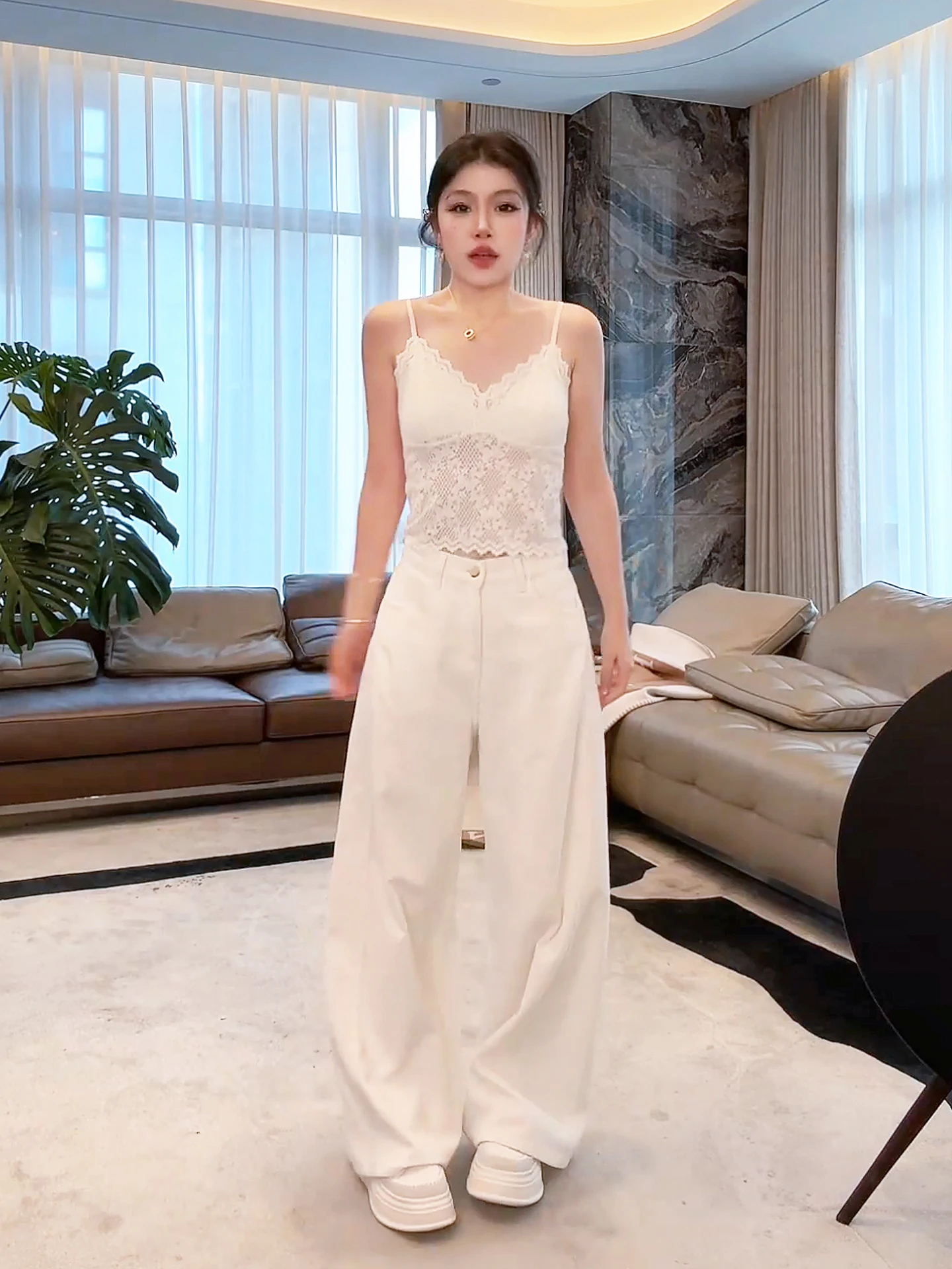 

Ele Lace Bal Crop Top with Chest Pad Faionable Strap Vest Pure Desire Lace Splicing MESA850 Women's Inner Wear