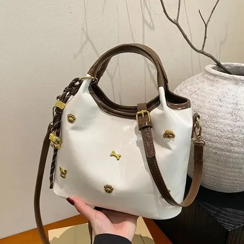 

2025 Women's New Vintage Handcrafted Textured Leather Convertible Bucket Bag - Multi-Carry (Crossbody/Shoulder) Luxury Lady Bag