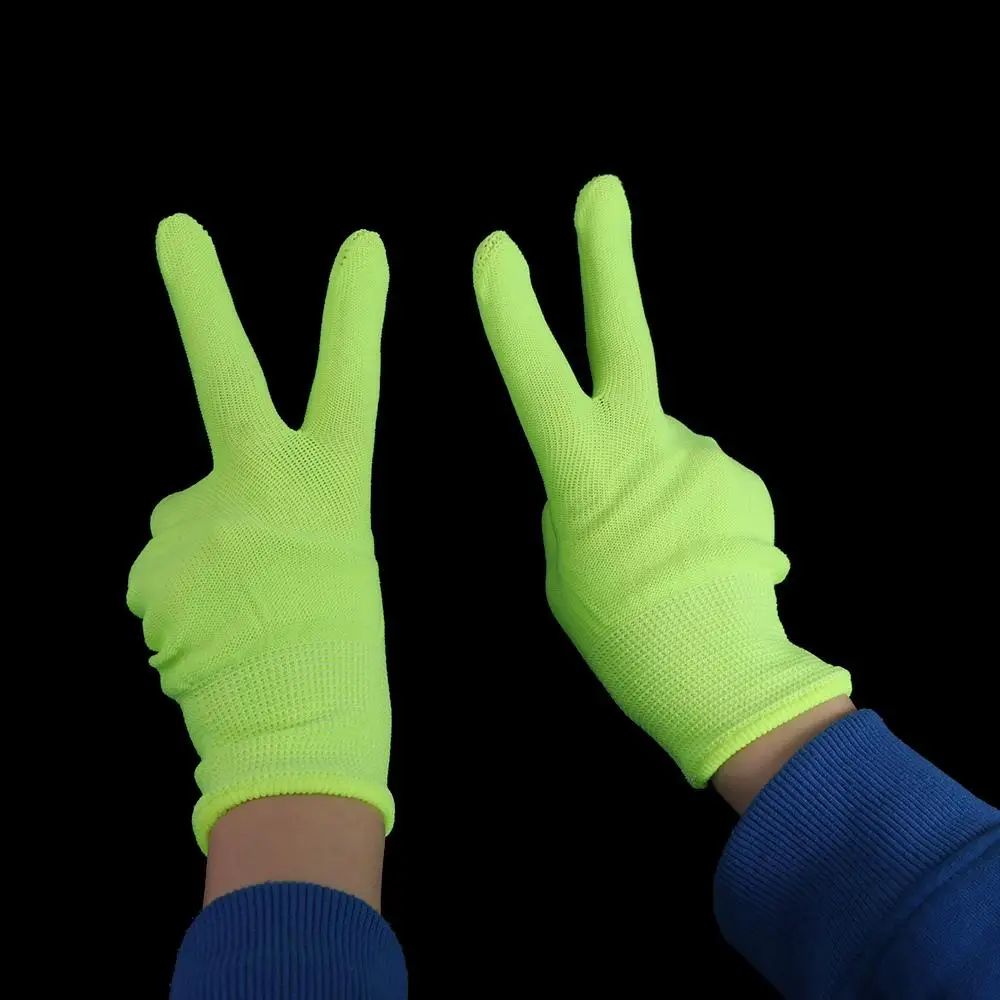 1 Pair Work Gloves Durable Fluorescent Gloves Anti-Slip Elastic Green Gloves Flexible Breathable Neon Glove Birthday Decor