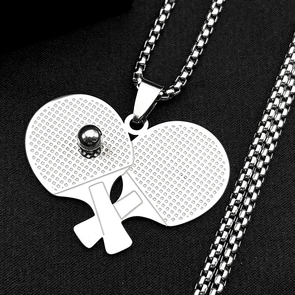 Tischtennis Schläger Ball Kette Frauen Männer Edelstahl Gold Farbe Männlichen Ping-Pong Sport Stil Mode Hiphop Halskette Schmuck – Detail 4