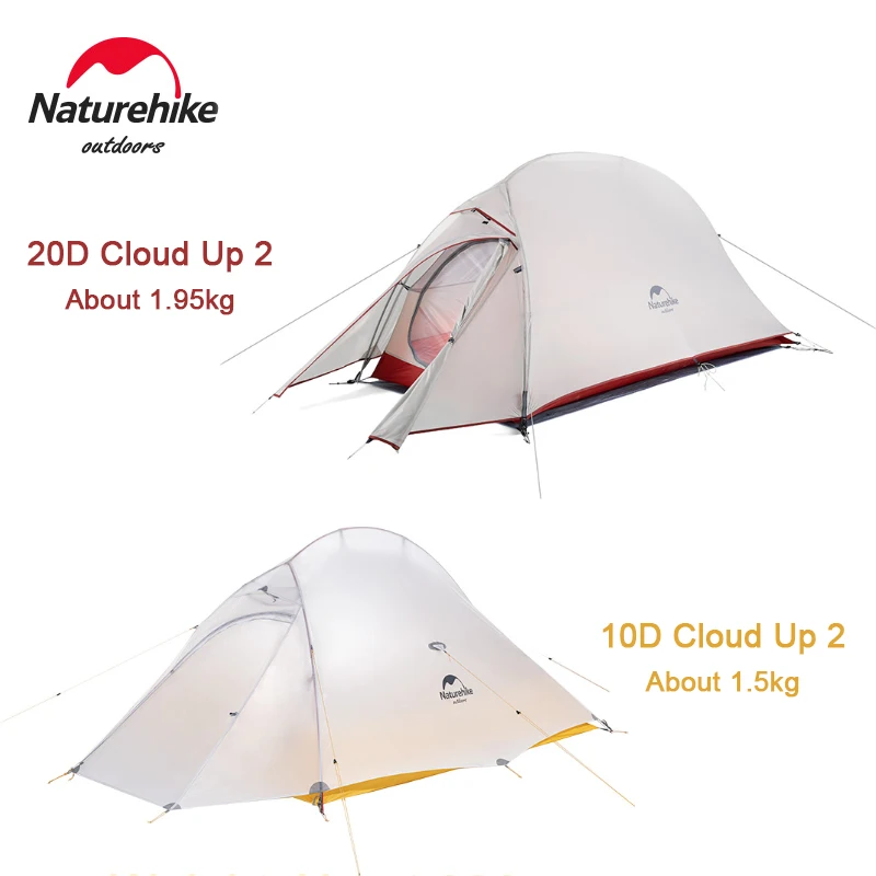 Naturehike Upgraded Cloud Up 2 20D 10D Tent 2 Person Ultralight 1.5kg Waterproof Outdoor Camping Tent With Mat Portable Travel