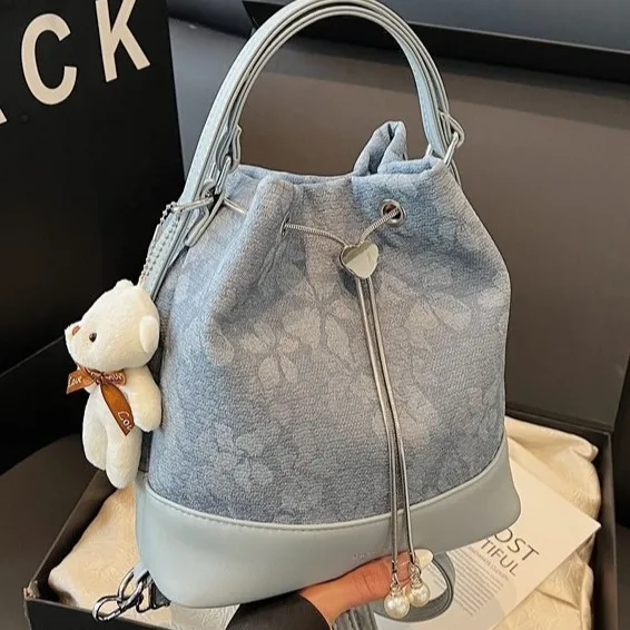 

Винтажный рюкзак-ведро 2025 года для женщин, стильная трансформируемая сумка на плечо, модная студенческая сумка с дизайном