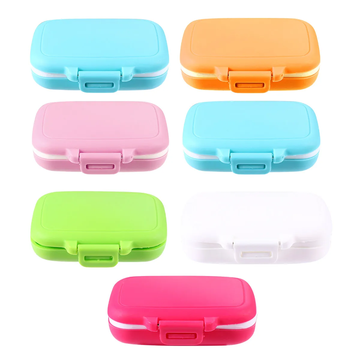 7Pcs Slim Lightweight Medicine Organizer Container Case 3 Compartment Portable Pill Storage Box Earrings Travel