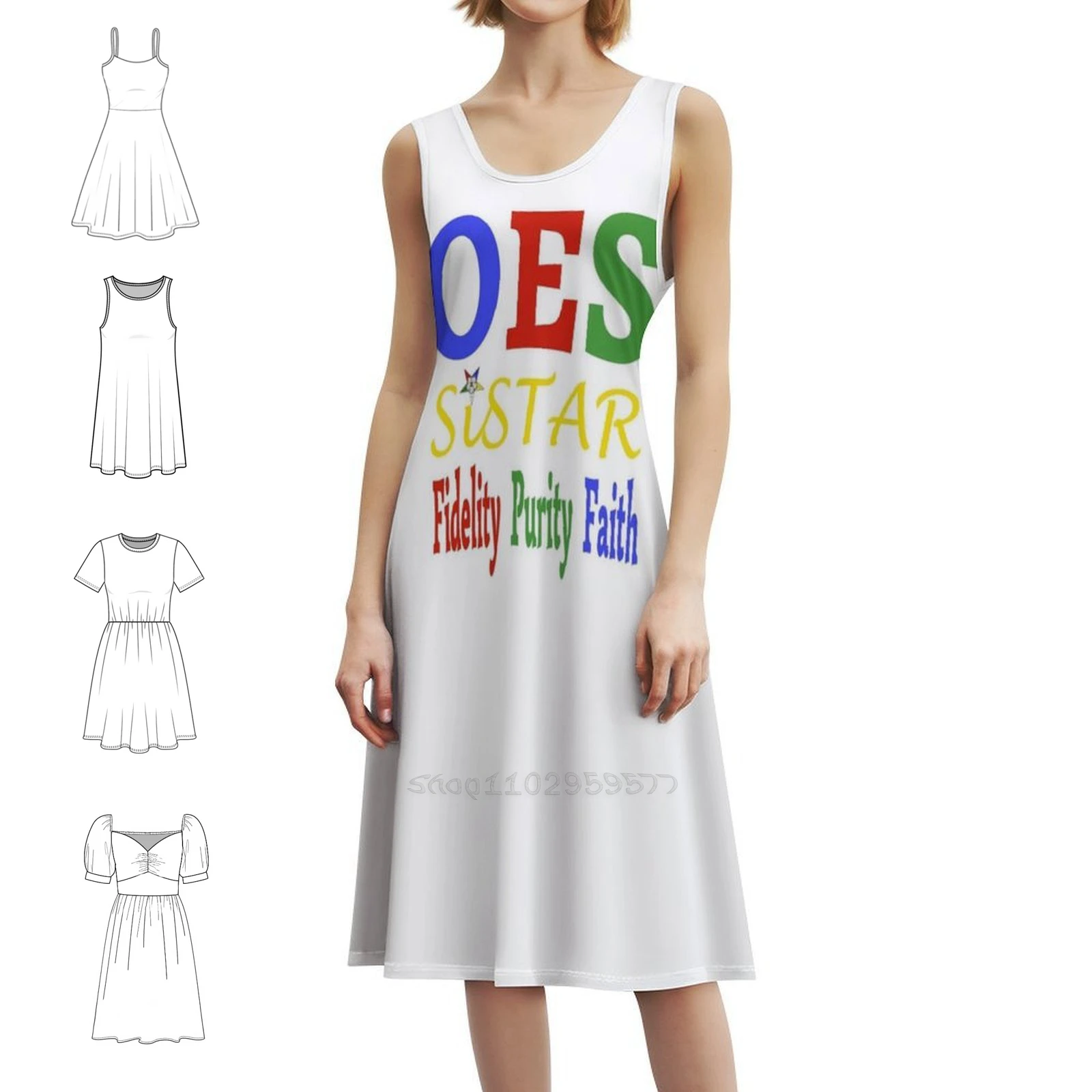 Oes Order Of The East Star Logo Sisterhood Fidelity فستان مثير للإجازات للنساء على الشاطئ وحفلات أعياد الميلاد فستان قصير ترتيب