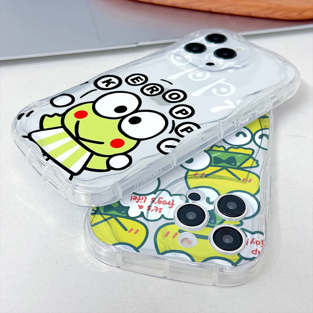 Cute k-Keroppi Phone Case for Samsung Galaxy S25 S24 S23 S22 S21 Ultra Plus 5G S20 FE 3D Creamy Wave Soft Clear Cover