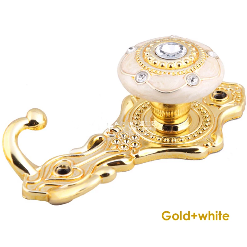 

Sunshida 6Pack Quality Vintage Gold &Cream Crystal Desgine Holdback Tiebacks Wall Hook Curtain Accessories Hanger Can Mix Order