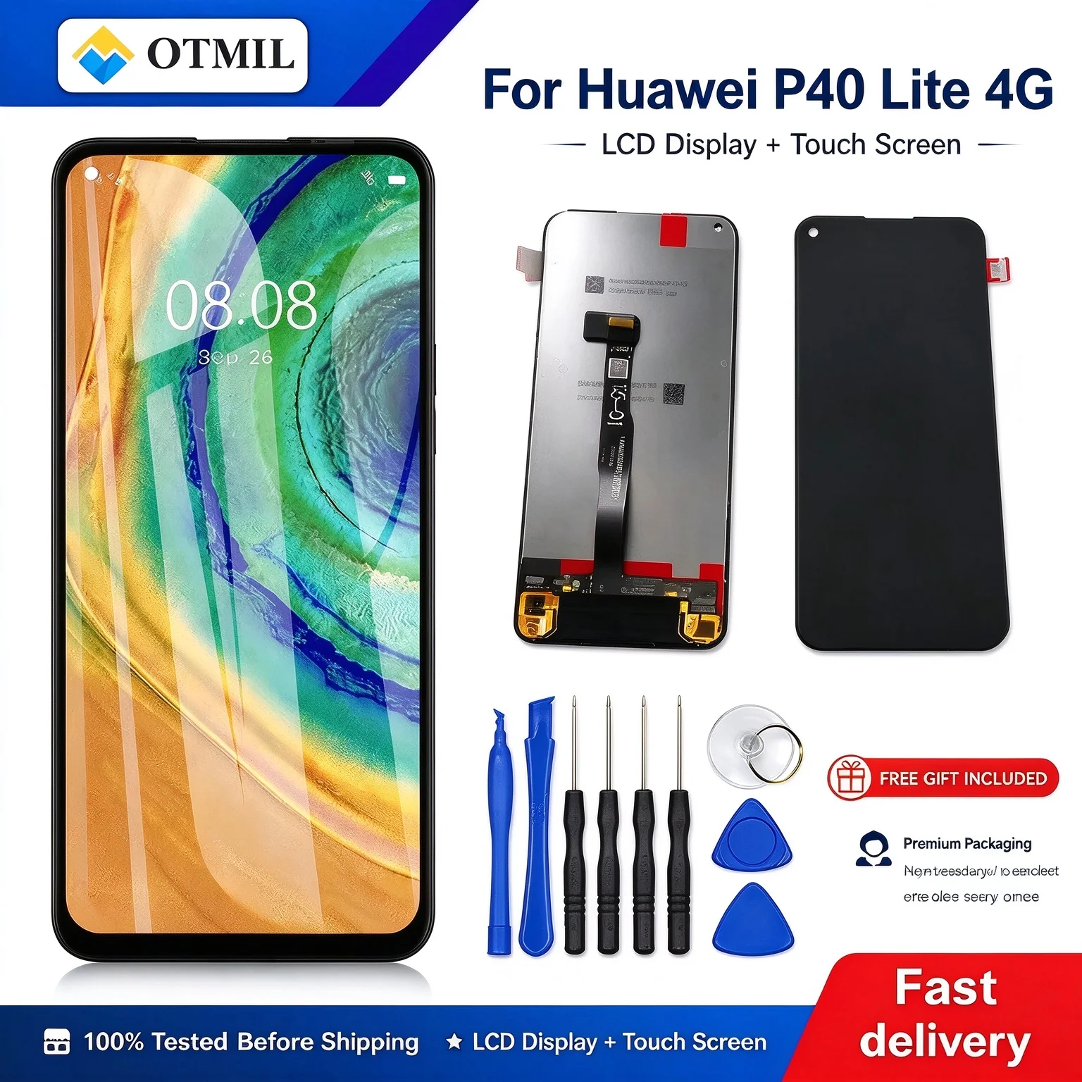 Incell HD Display For Huawei P40 Lite 4G JNY-L21A JNY-L01A JNY-L21B JNY-L22A Touch Screen Replacement Assembly With Repair Kit