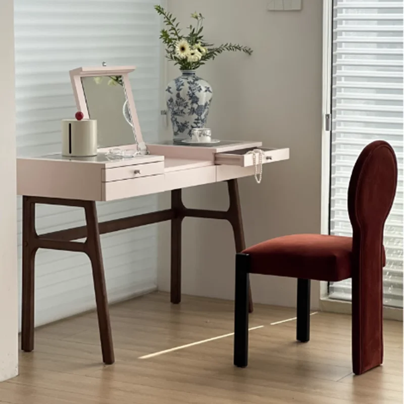 

Drawers Pink Mirror Vanity Tables Wood Modern Simple Bedroom Dresser Storage Cabinet Integrated Coiffeuse De Chambre Furniture