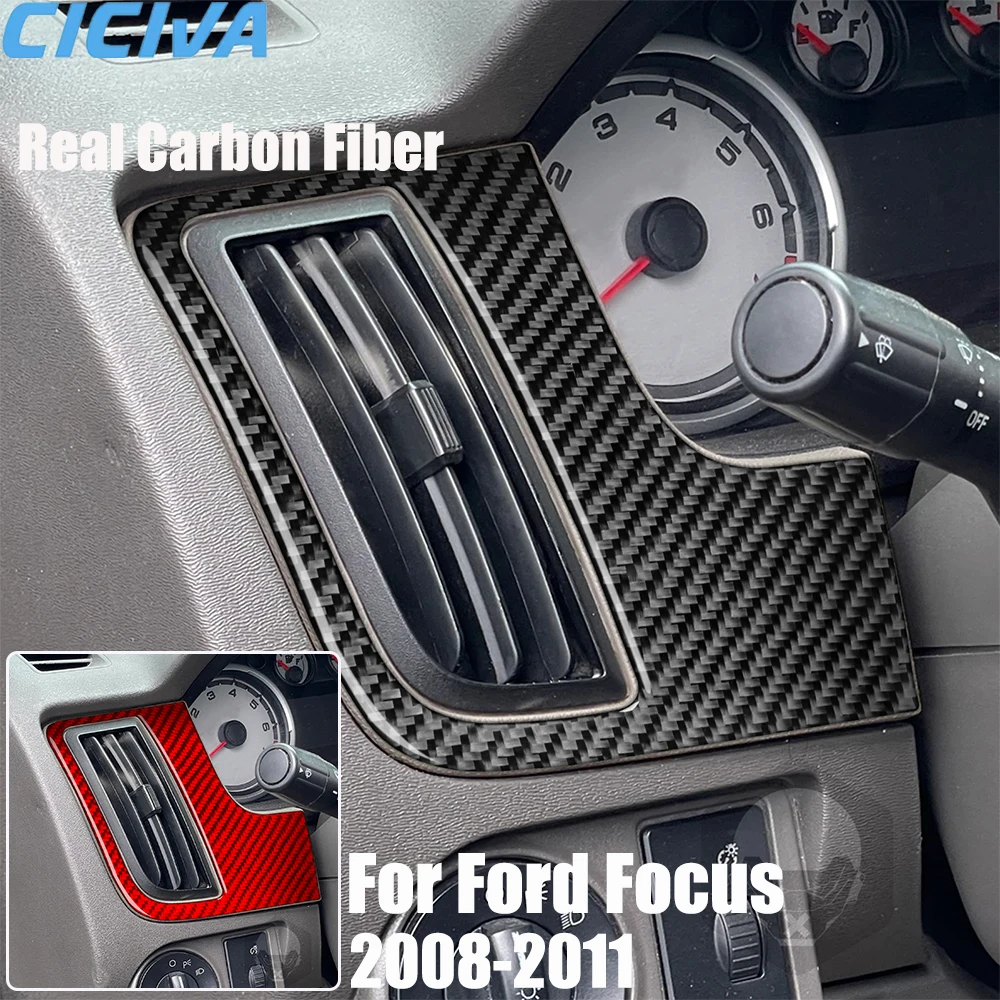

Настоящее углеродное волокно, автомобильные аксессуары, накладка на вентиляционное отверстие водителя, мягкая наклейка для Ford Focus MK2 S/SE/SES/SEL 2008 2009 2010 2011