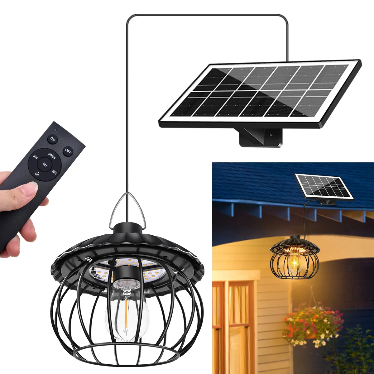 Outdoor Solar Pumpkin Lights Remote Control Dimmable with Timer Auto On Off Split Design 3M Cable for Patio Garden Barn Hanging