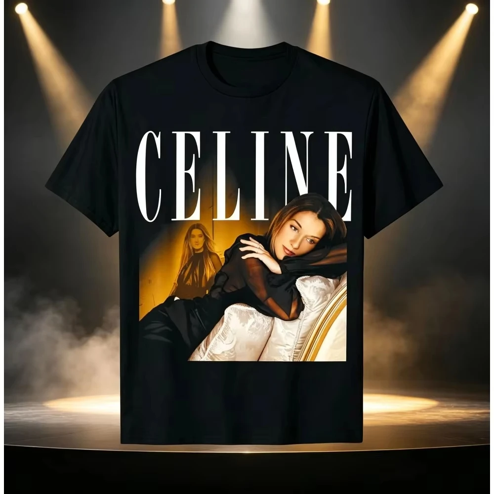 Celine Dion Metal Funny Large Printed T-Shirt, Titanic Movie Theme Pop Singer Fan Casual Hipster Short Sleeve Streetwear Top
