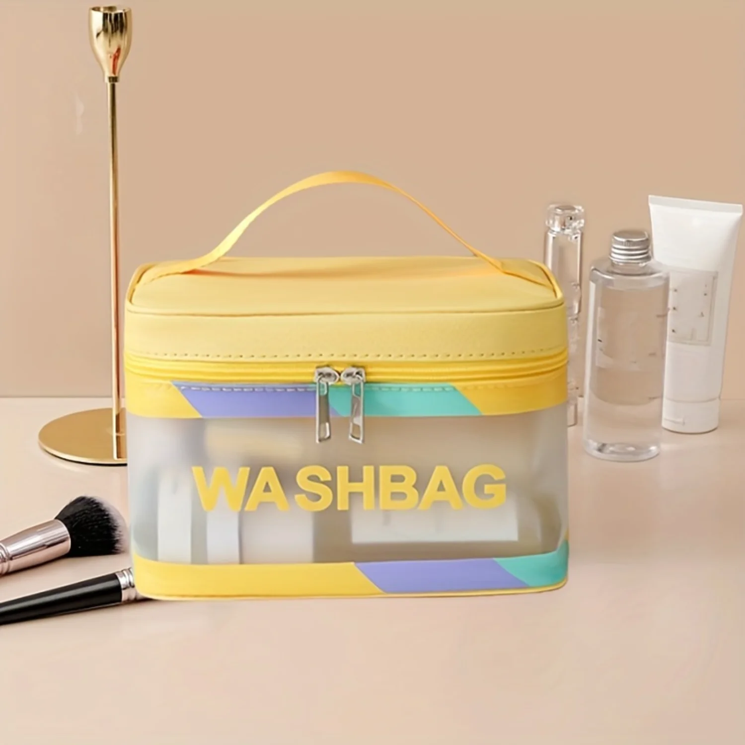

Makeup Cosmetic, Toiletry Organizer Bag, Clear Plastic Tote Bags, Waterproof Transparent, For Women Ladies Zipper, Pouch Makeup