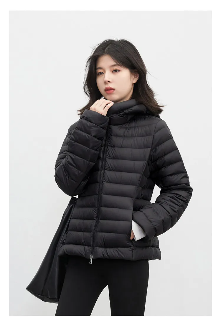 CHIC VEN Women's Down Coats Solid Hooded Female 90 White Down Jacket Slim Lightweight Warm Casual Overcoat Autumn Winter 2026