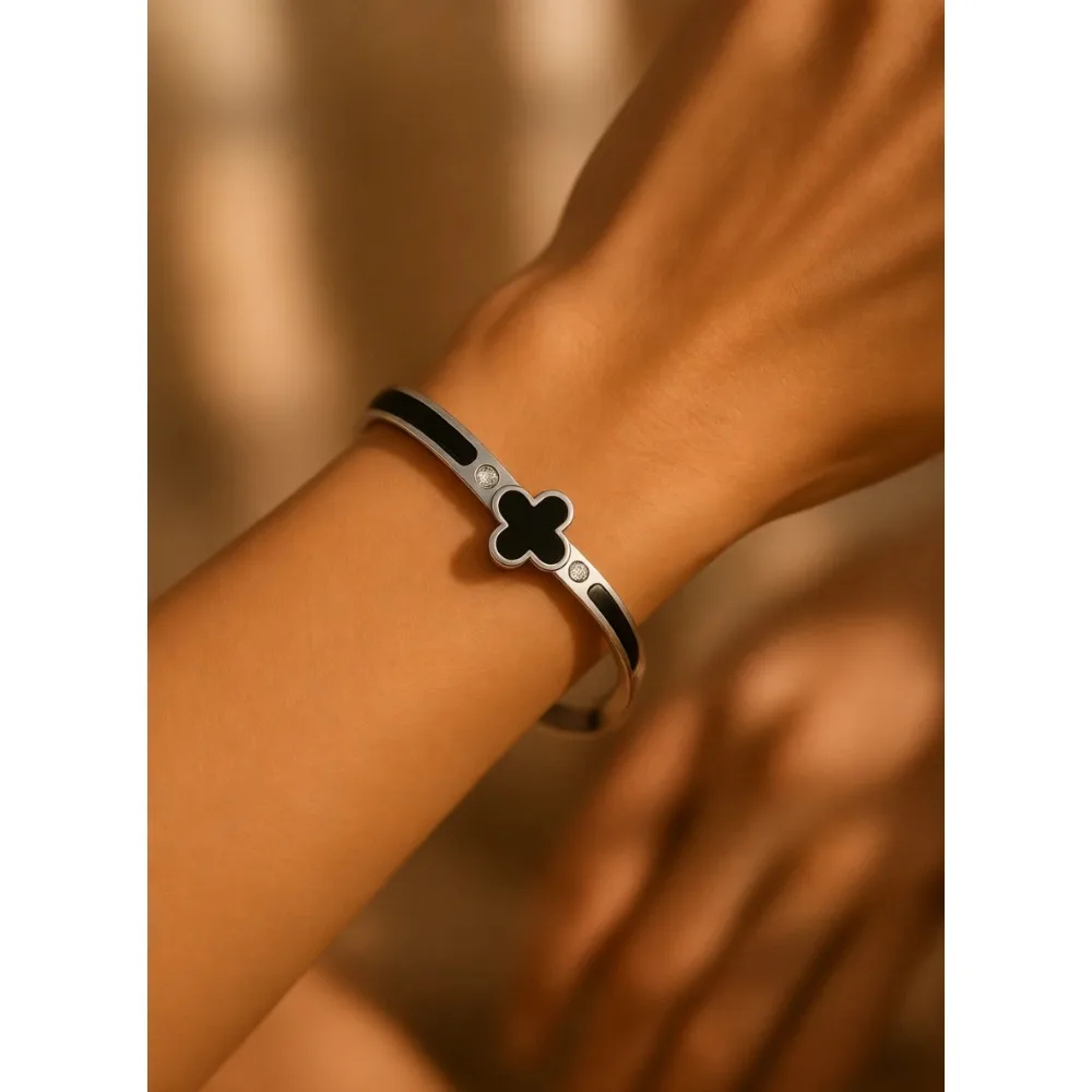 

Позолоченный браслет из 18-каратного золота с четырехлистным клевером, не тускнеющий, полированный, овальный, для женщин