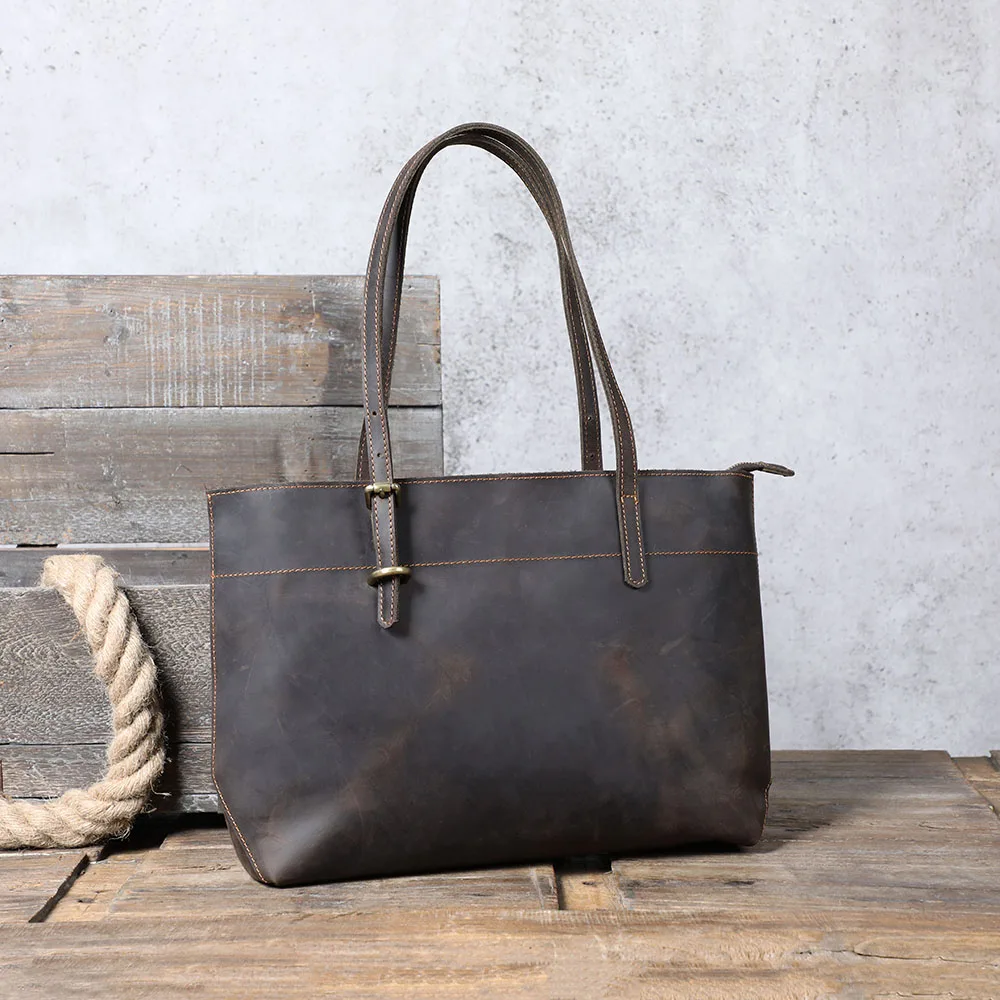 S.WORKER Vintage Echtleder Herren-Tragetaschen Aktentaschen Laptoptaschen Crazy Horse Leder Schulterhandtasche Italienisches Rindsleder – Detail 5
