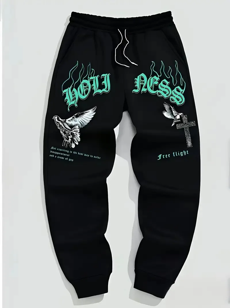 The new men's trousers for Spring and Autumn 2025 feature street casual and fashionable soft 3D letter pattern printing