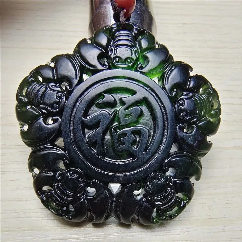 

Natural Dark Green Jade Pendant, Medicinal King Stone Necklace Pendant, Couple Fashion Jewelry Fashion Style