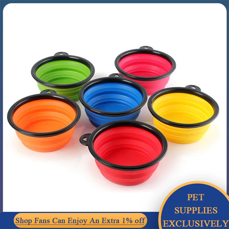 

350ml Folding Dog Bowls Outdoor Travel Portable Puppy Food Container Feeder Dish Bowl Collapsible Silicone Bowl Pet Supplies