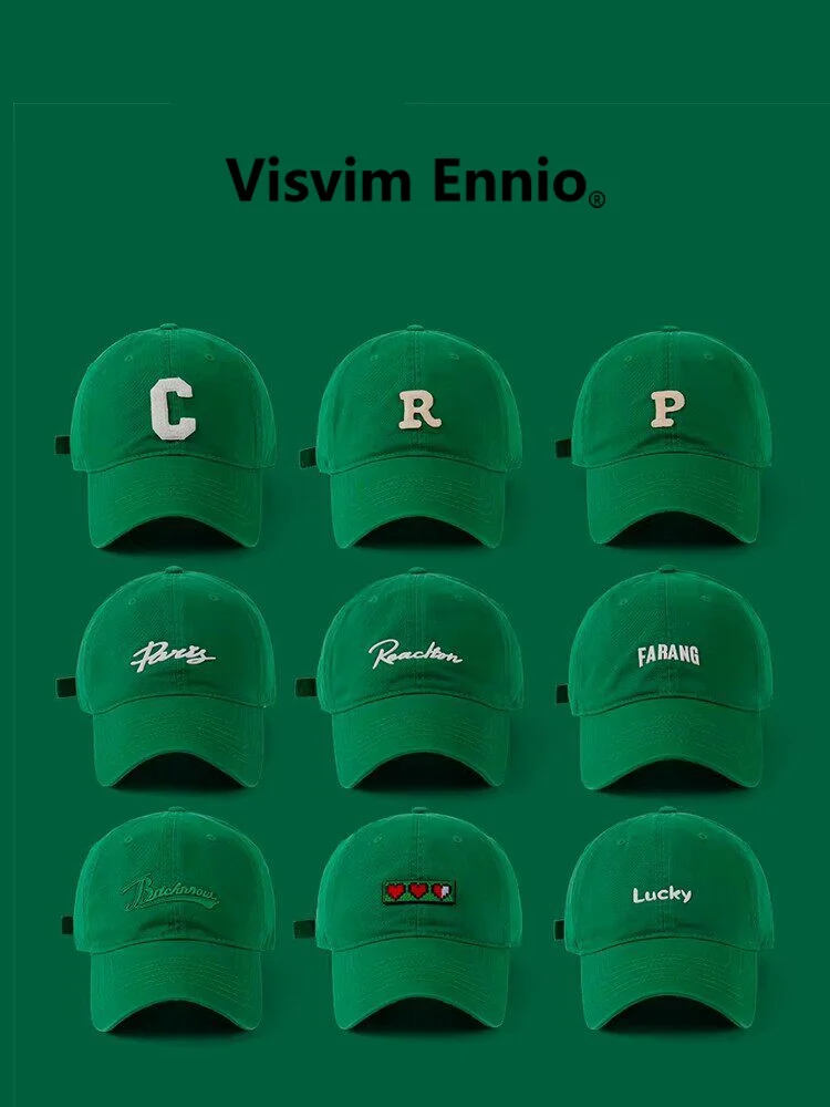 visvim-ennio-collaborative-green-hat-spring-2026-korean-style-letter-embroidery-duckbill-cap-fashion-accessory