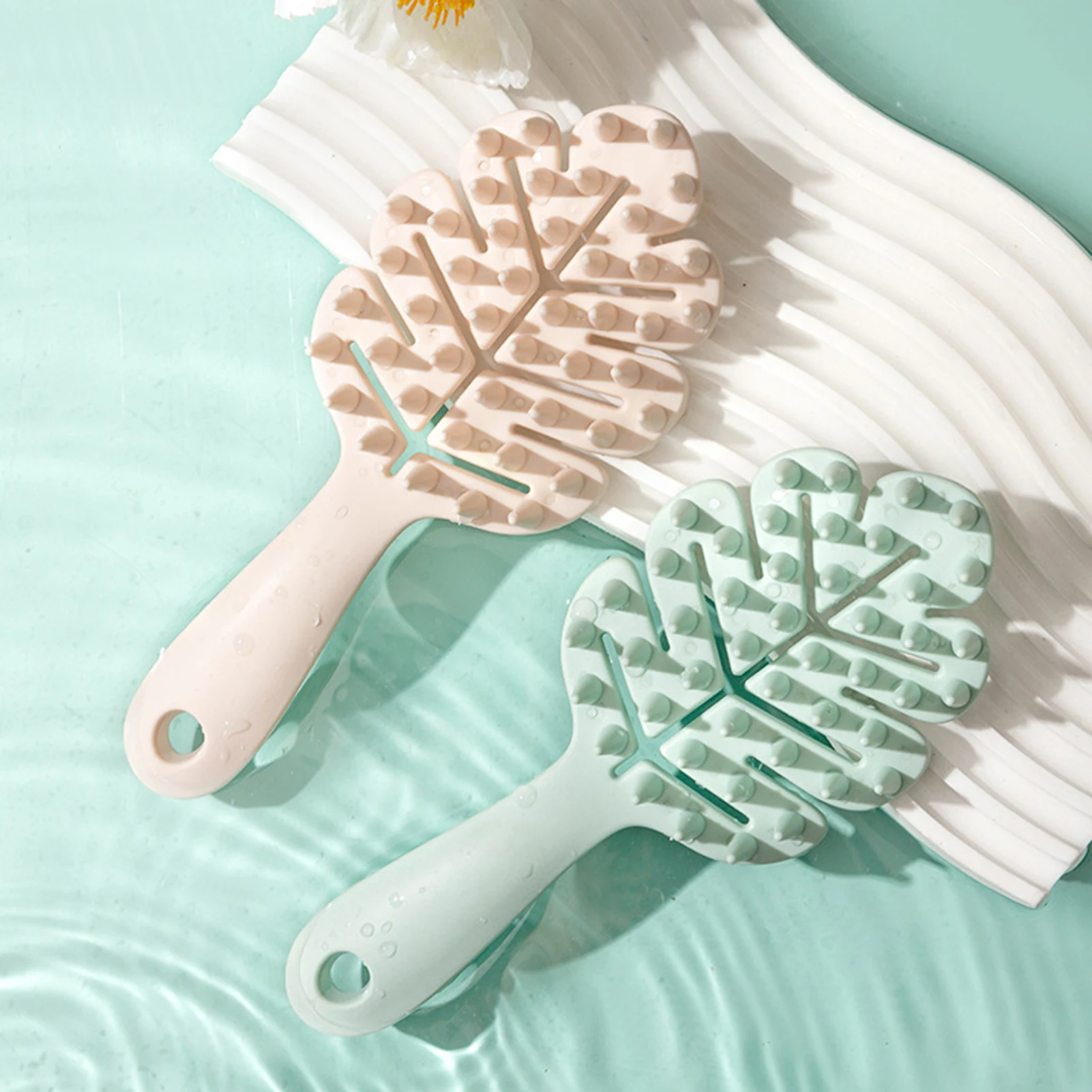 Leaf Shaped Hair Brush Massage Hair Comb Female Airbag Air Cushion Scalp Rubber Massage Comb Detangling Tool Wet Dry Curly Hair