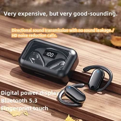 T80 HD Sound Quality OWS Sports Earphones Bluetooth 5.3 True Wireless Stereo with Ear Clip Earbuds with Calls Noise Reduction